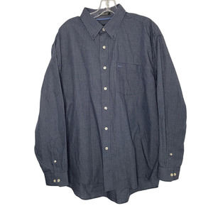 Van Heusen Blue Long Sleeve Shirt Mens Size L 16-16 1/2 Preppy Academia Office